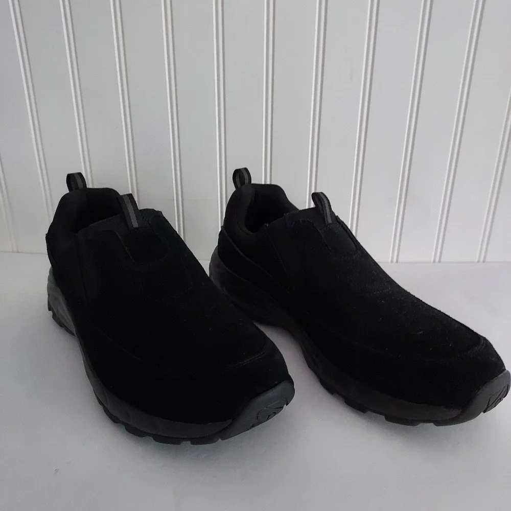 George Mens Black Suede Slip On Shoes Memory Foam Wide Width 9.5W